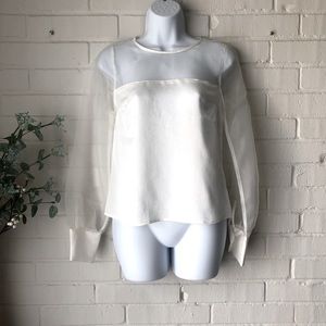 Express Organza long sleeve satin top